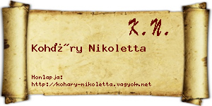 Koháry Nikoletta névjegykártya