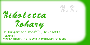 nikoletta kohary business card